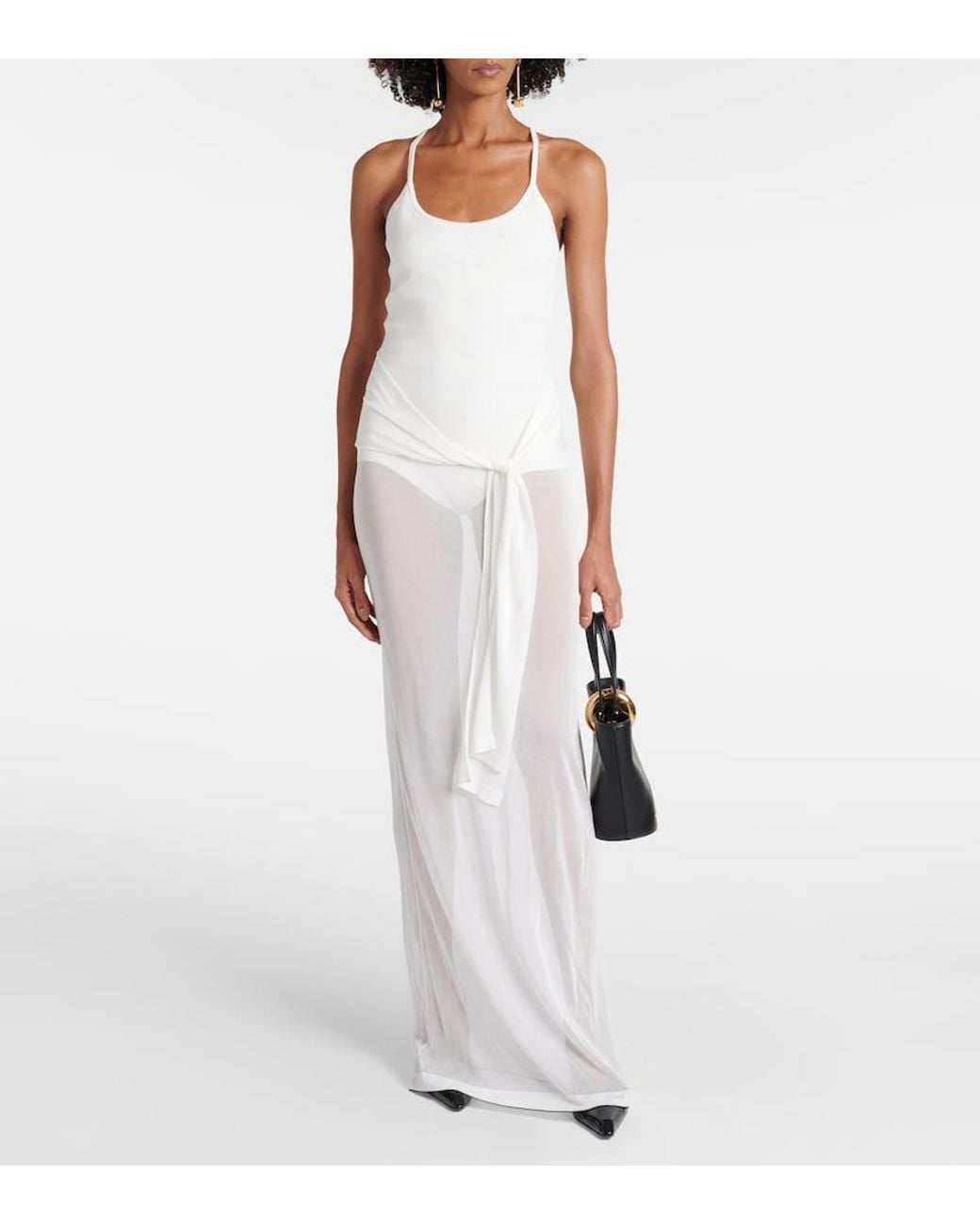 Jacquemus White La Robe Maille Nodo Sheer Gown