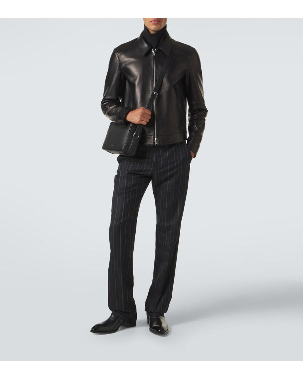 Tom Ford Black Leather Crossbody Bag for men