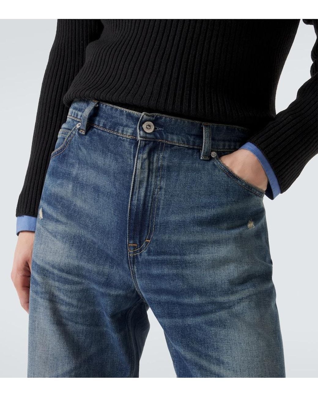 Our Legacy Blue Vast Cut Distressed Wide-Leg Jeans for men