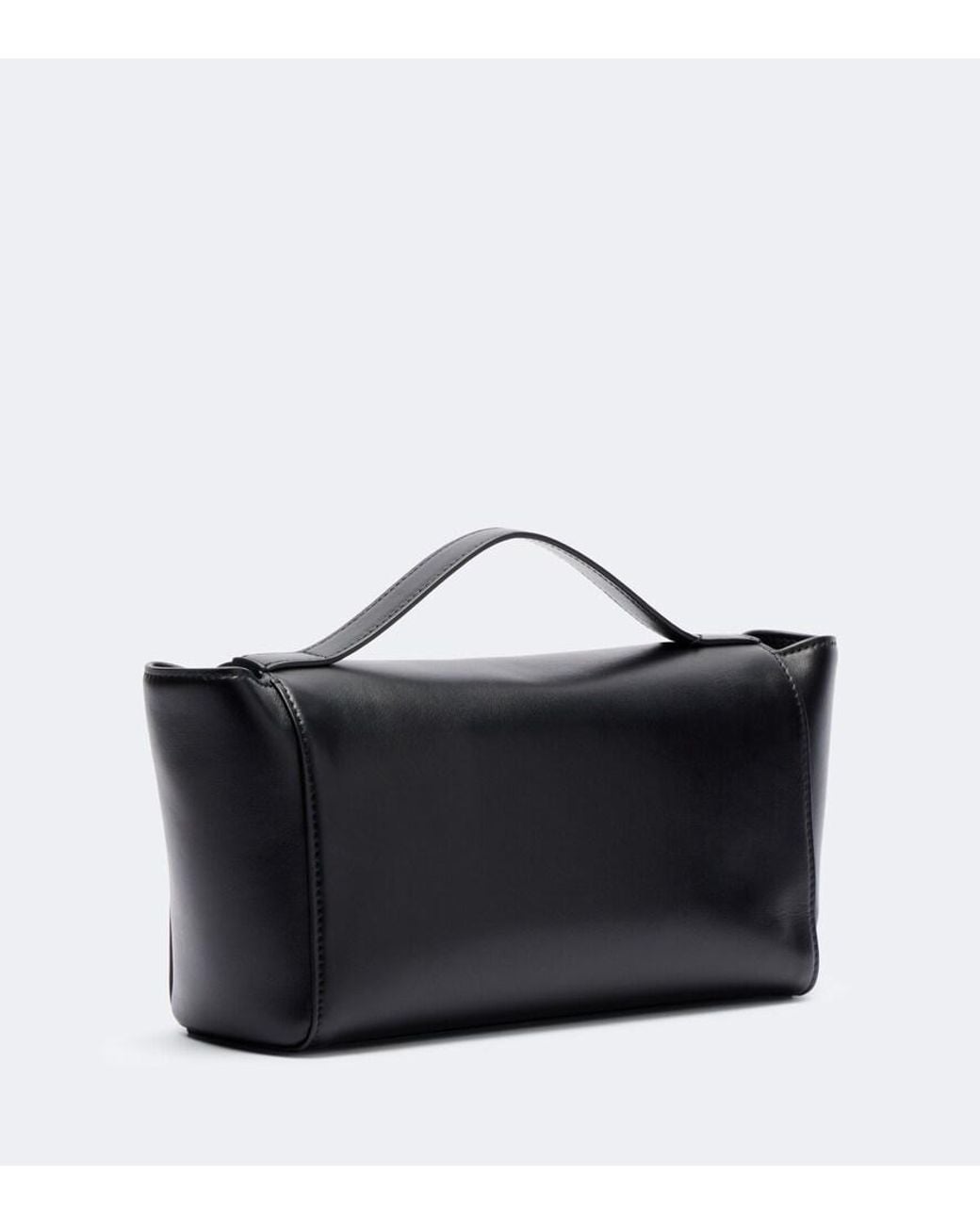 SAVETTE Black Symmetry Trapeze Leather Clutch