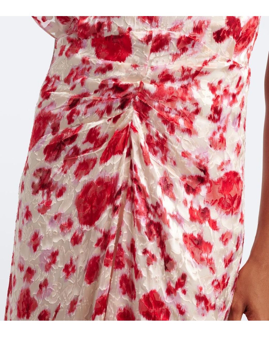Isabel Marant Red Herva Floral Devore Georgette Midi Dress