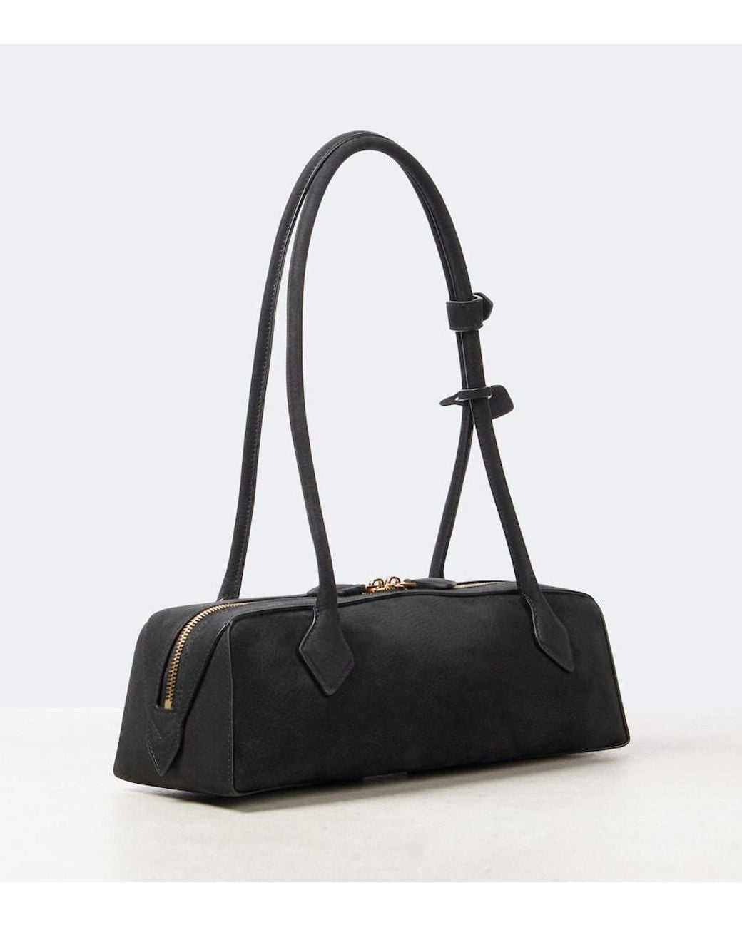 Alaïa Black Le Teckel Medium Suede Shoulder Bag