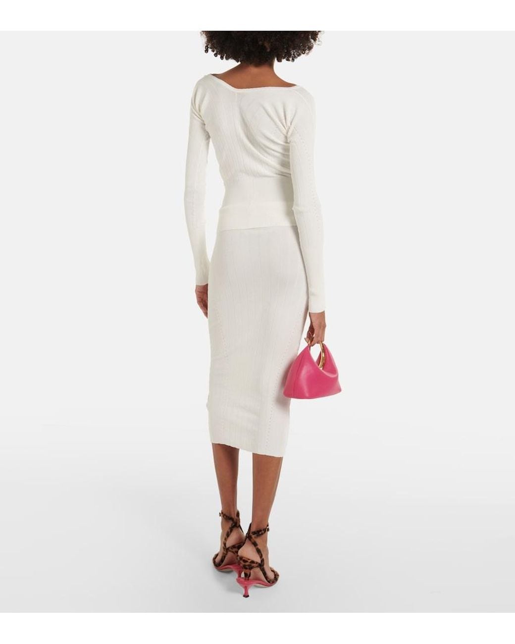 Jacquemus White Matte Ribbed Viscose T-Shirt