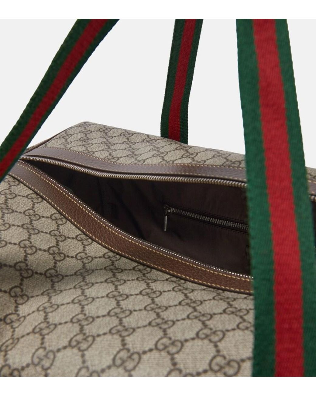 Gucci Brown Gg Supreme Large Canvas Duffle Bag
