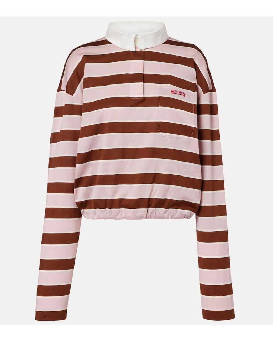Polo Cropped De Jersey De Algodon Prada de color Pink