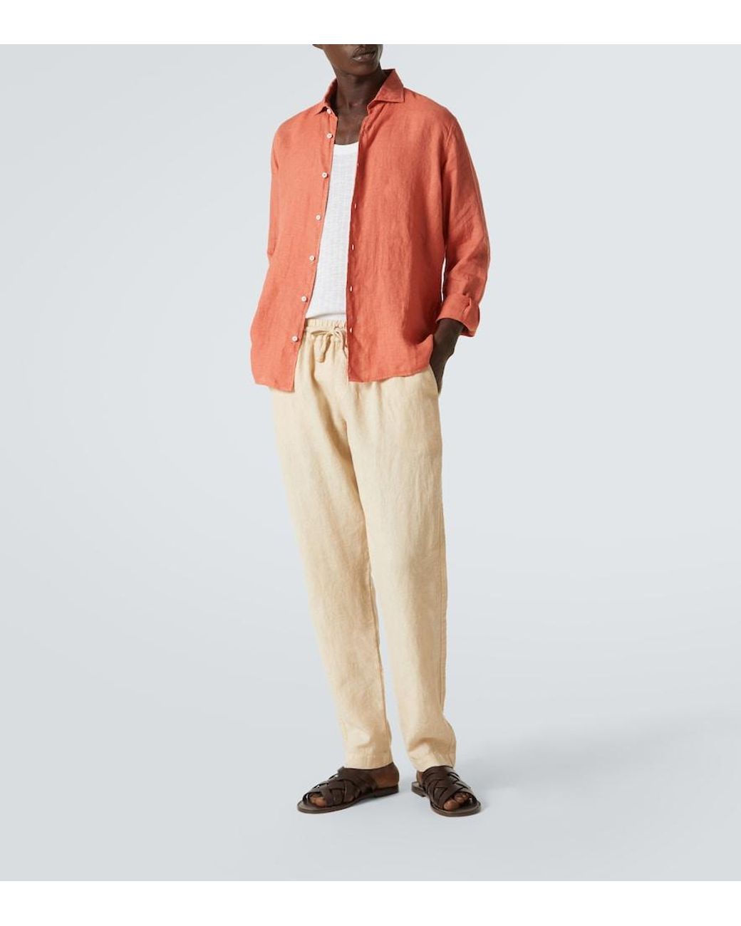 Pantalones Rectos De Lino Fedeli de hombre de color Natural