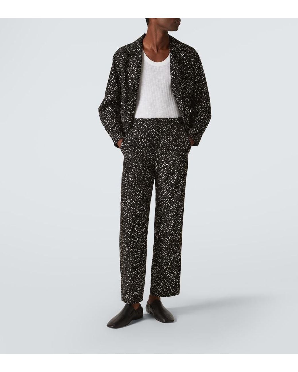 Bode Black Glitter Faille Straight Pants for men