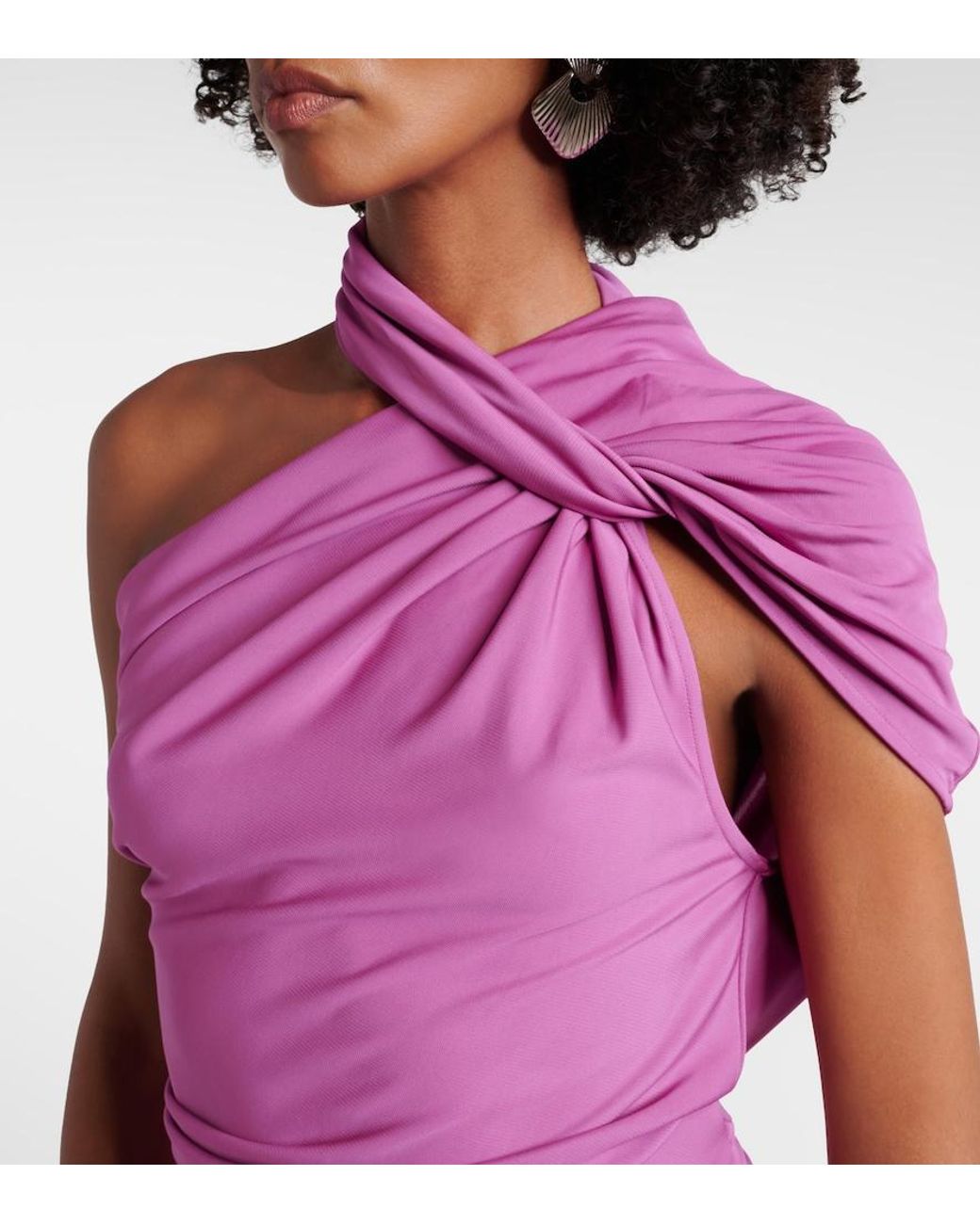 Christopher Esber Pink Embellished Halterneck Jersey Gown