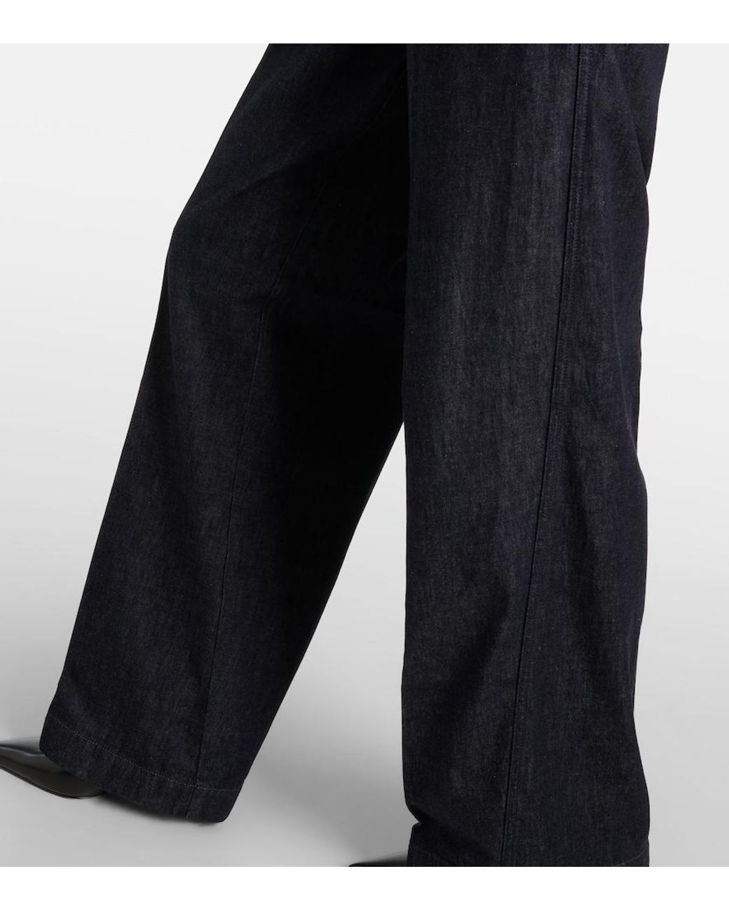 Vince Blue Low-Rise Cotton Twill Wide-Leg Pants