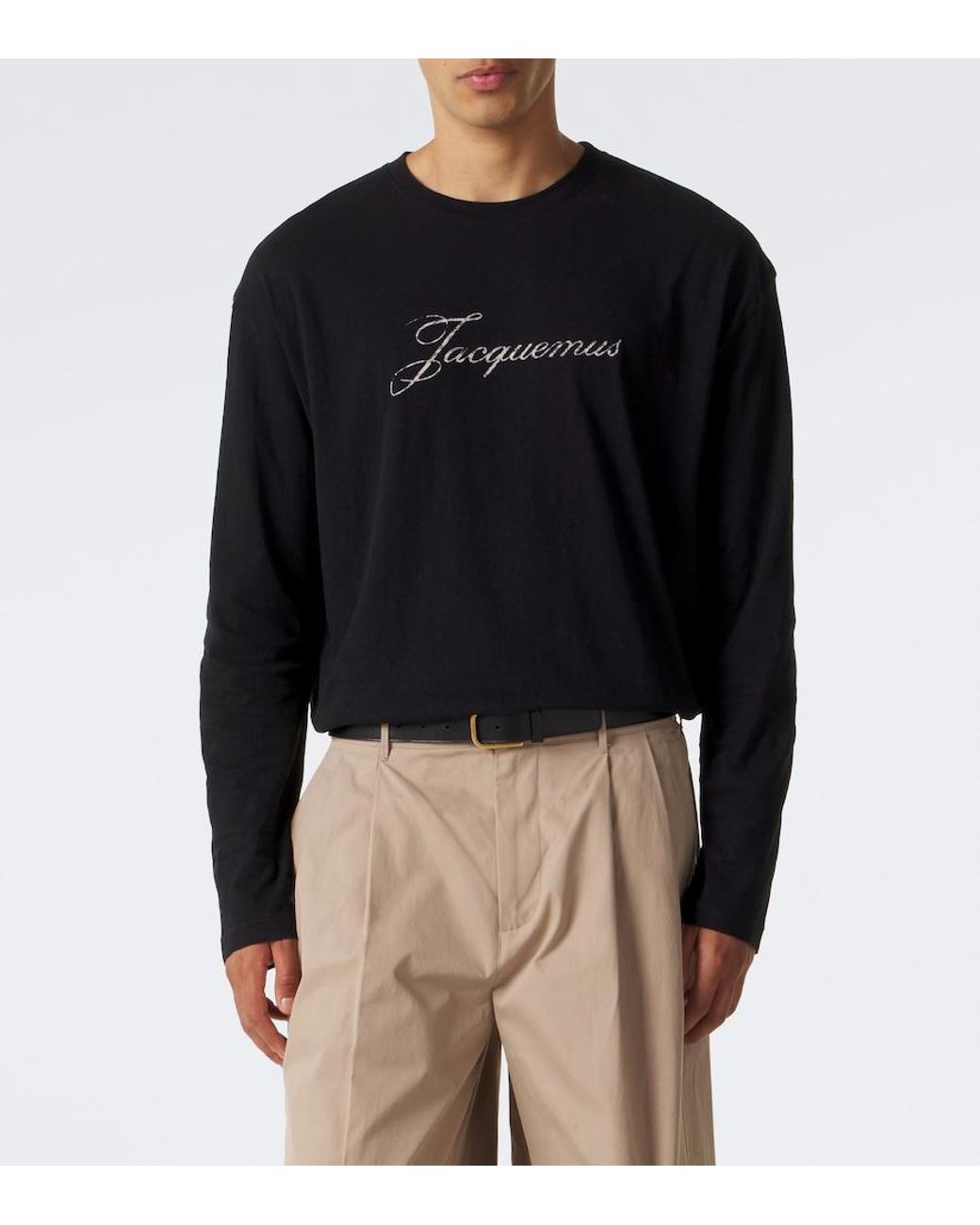 Jacquemus Black Logo Cotton And Hemp Jersey T-Shirt for men