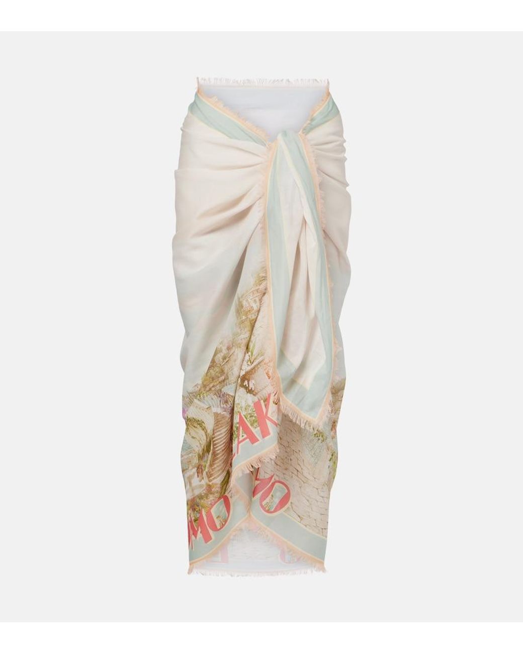 Pareo Estampado Como Con Flecos Zimmermann de color Natural