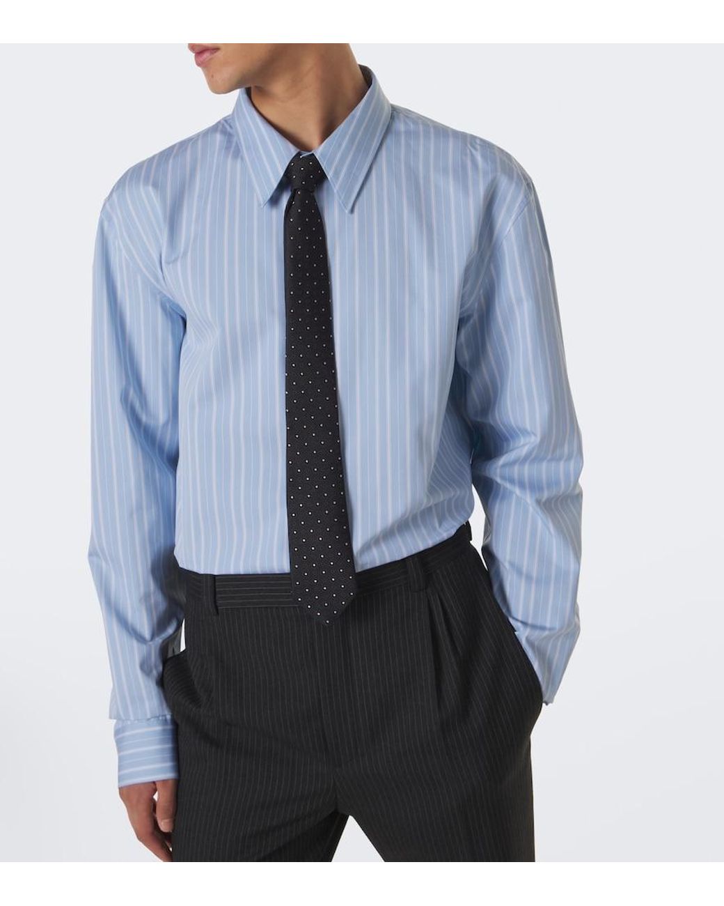 Saint Laurent White Polka-Dot Silk Jacquard Tie for men