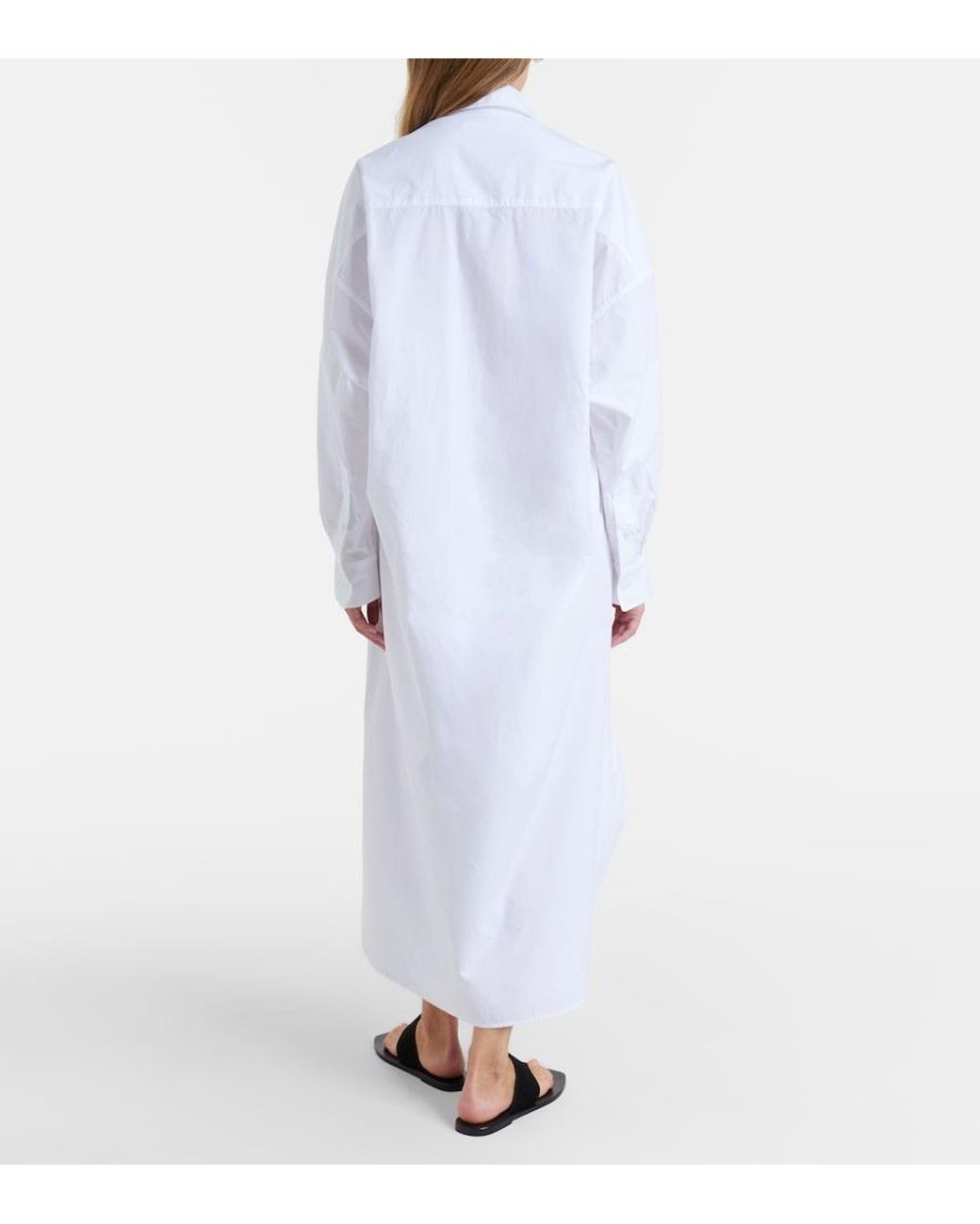 Frankie Shop White Bloom Cotton Poplin Shirt Dress
