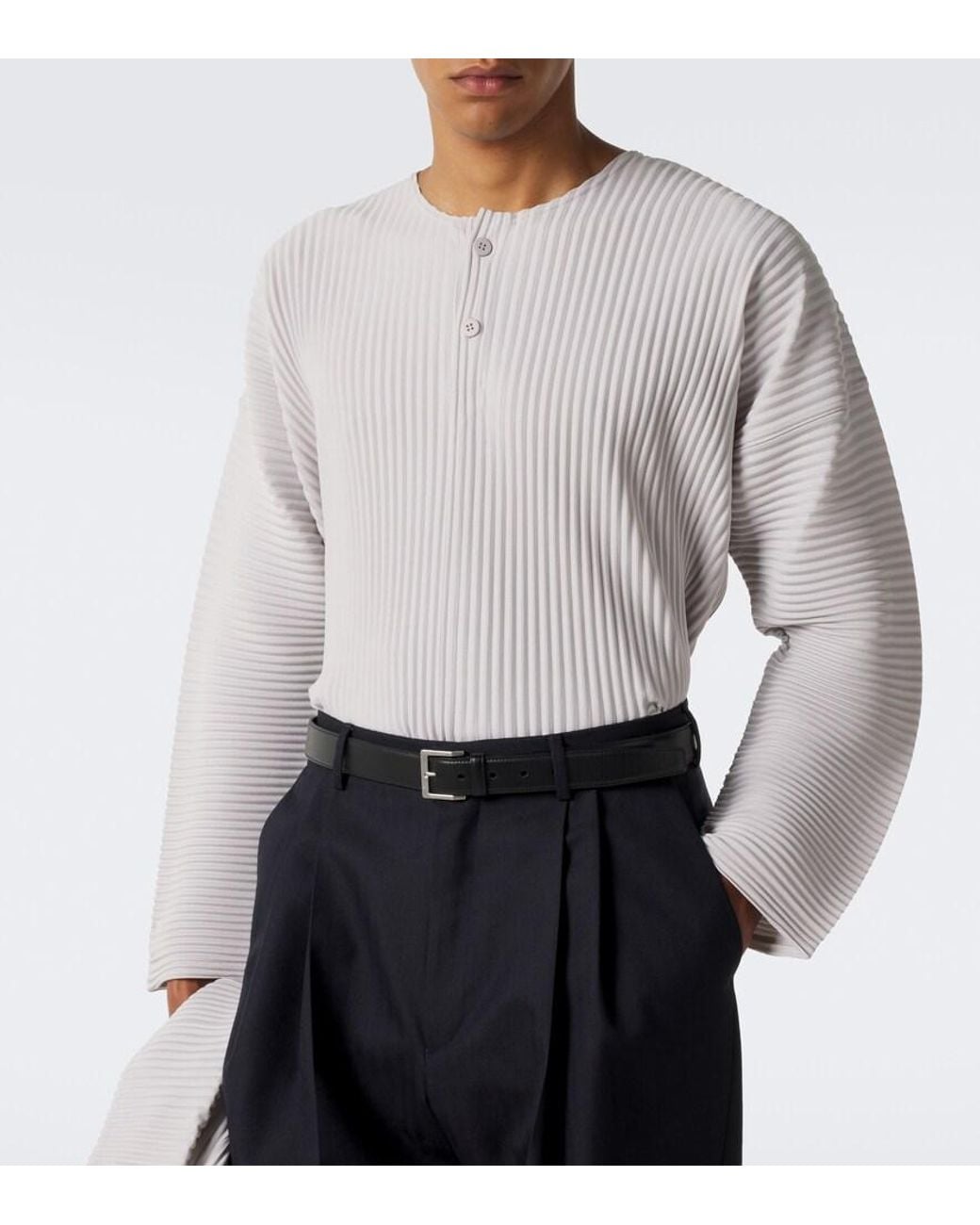 Homme Plissé Issey Miyake Gray Monthly Colors: September Pleated Henley Shirt for men