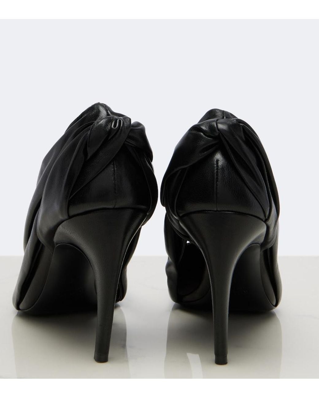 Khaite Black Eve Draped Leather Pumps