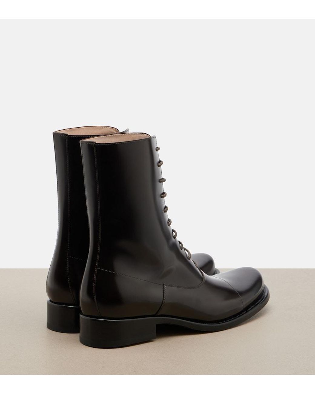 The Row Black Kai Leather Lace-Up Boots