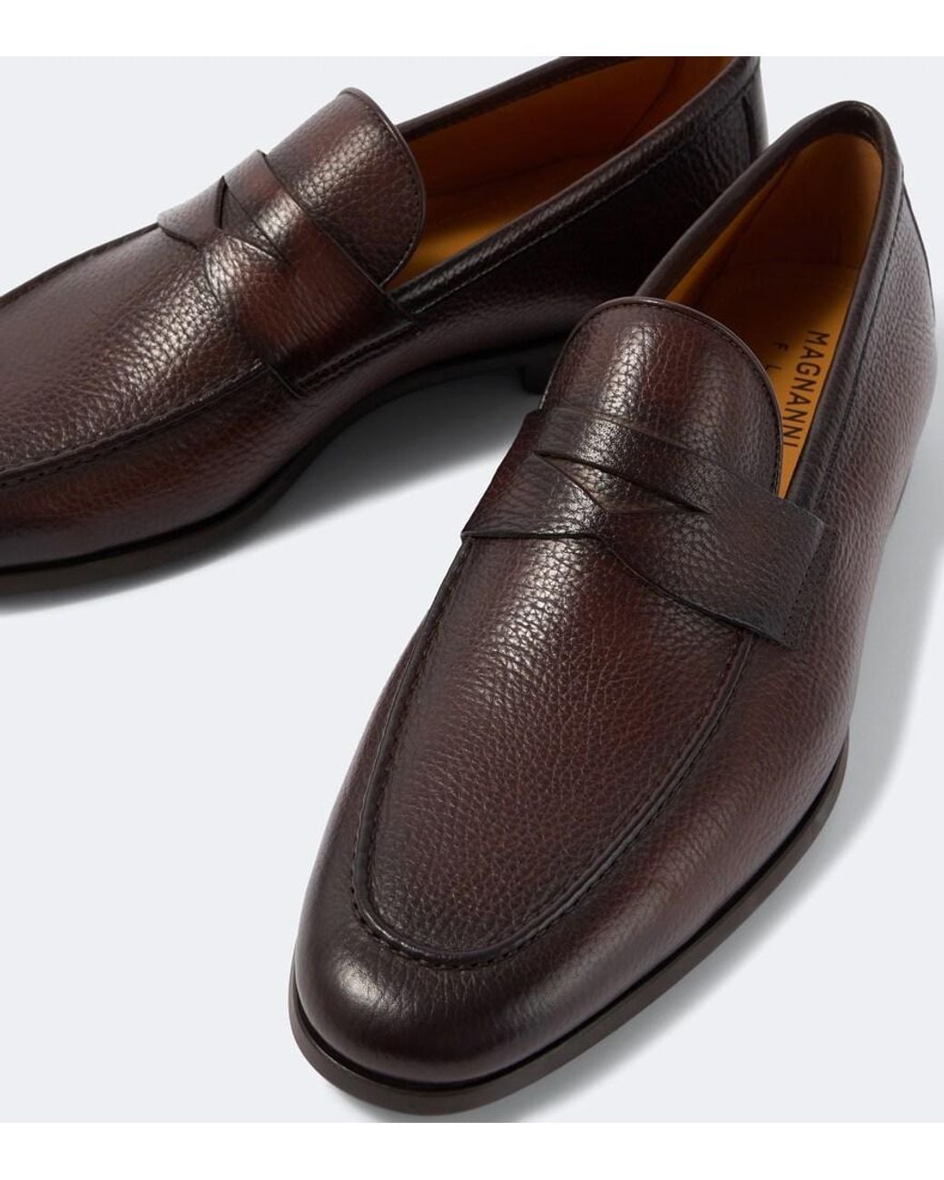 Magnanni Shoes Brown Diezma Ii Leather Penny Loafers for men