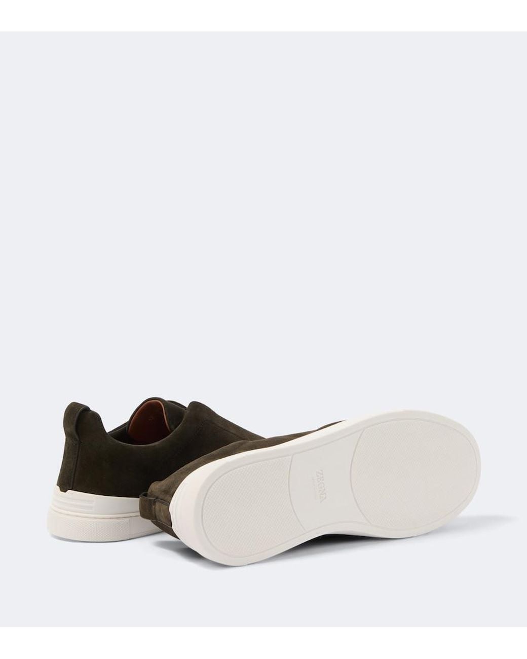 Zegna Green Triple Stitch Suede Sneakers for men