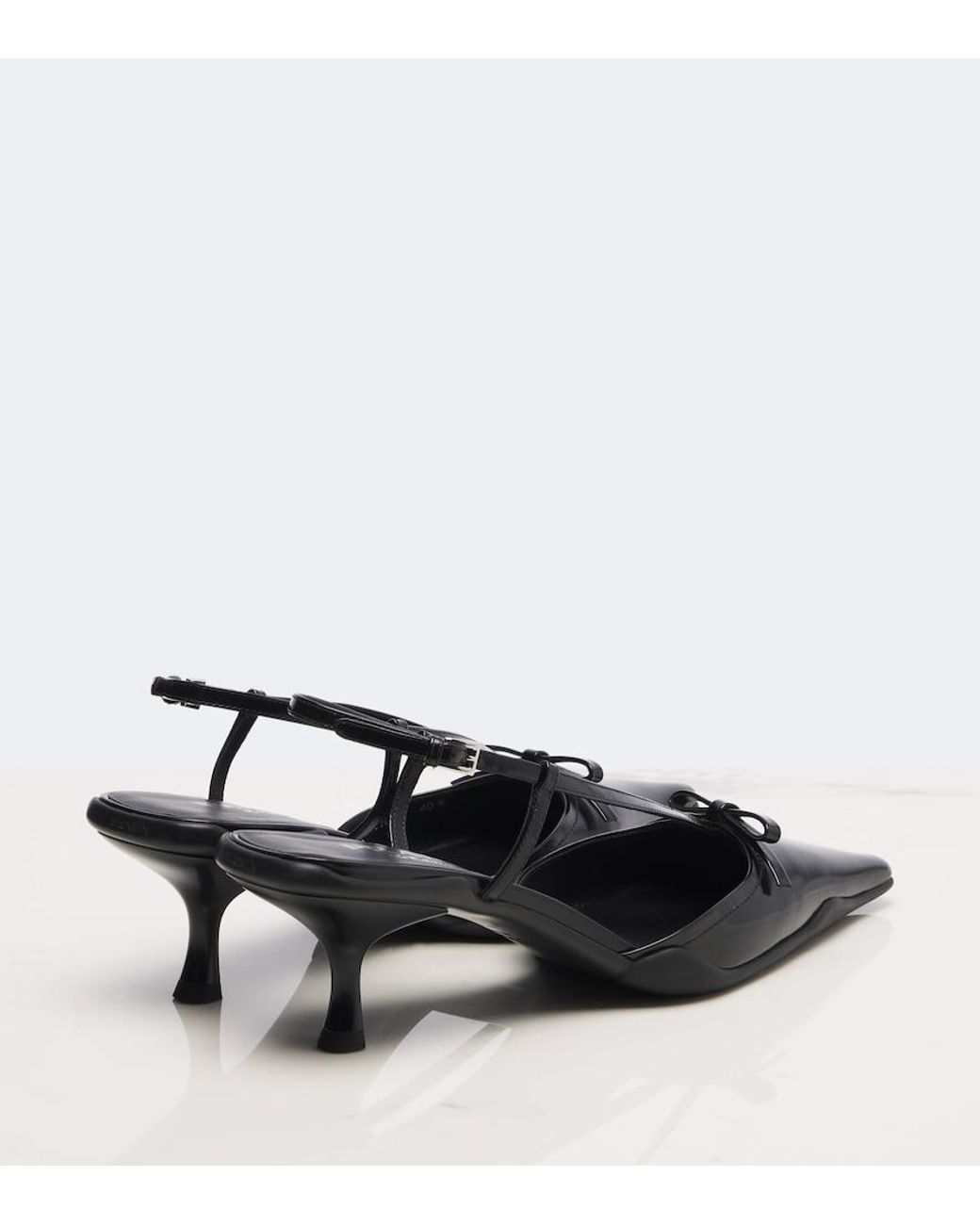 Prada Black Bow-Detail Leather Slingback Pumps
