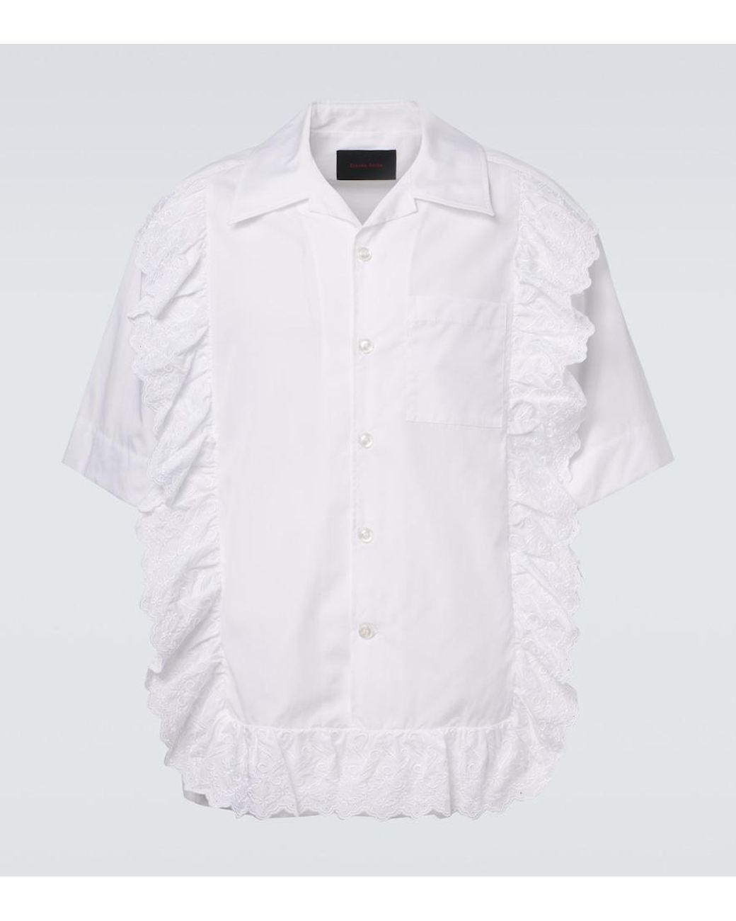 Simone Rocha White Ruffled Cotton Poplin Shirt for men