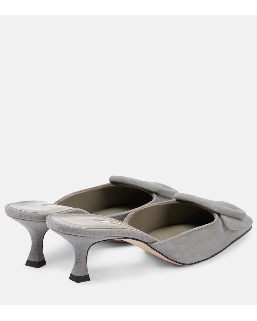 Manolo Blahnik Gray Maysale 50 Suede Mules