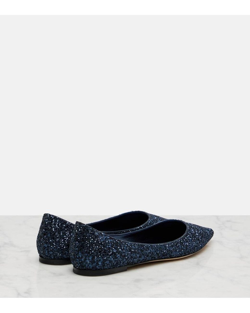 Jimmy Choo Blue Love Glitter Ballet Flats