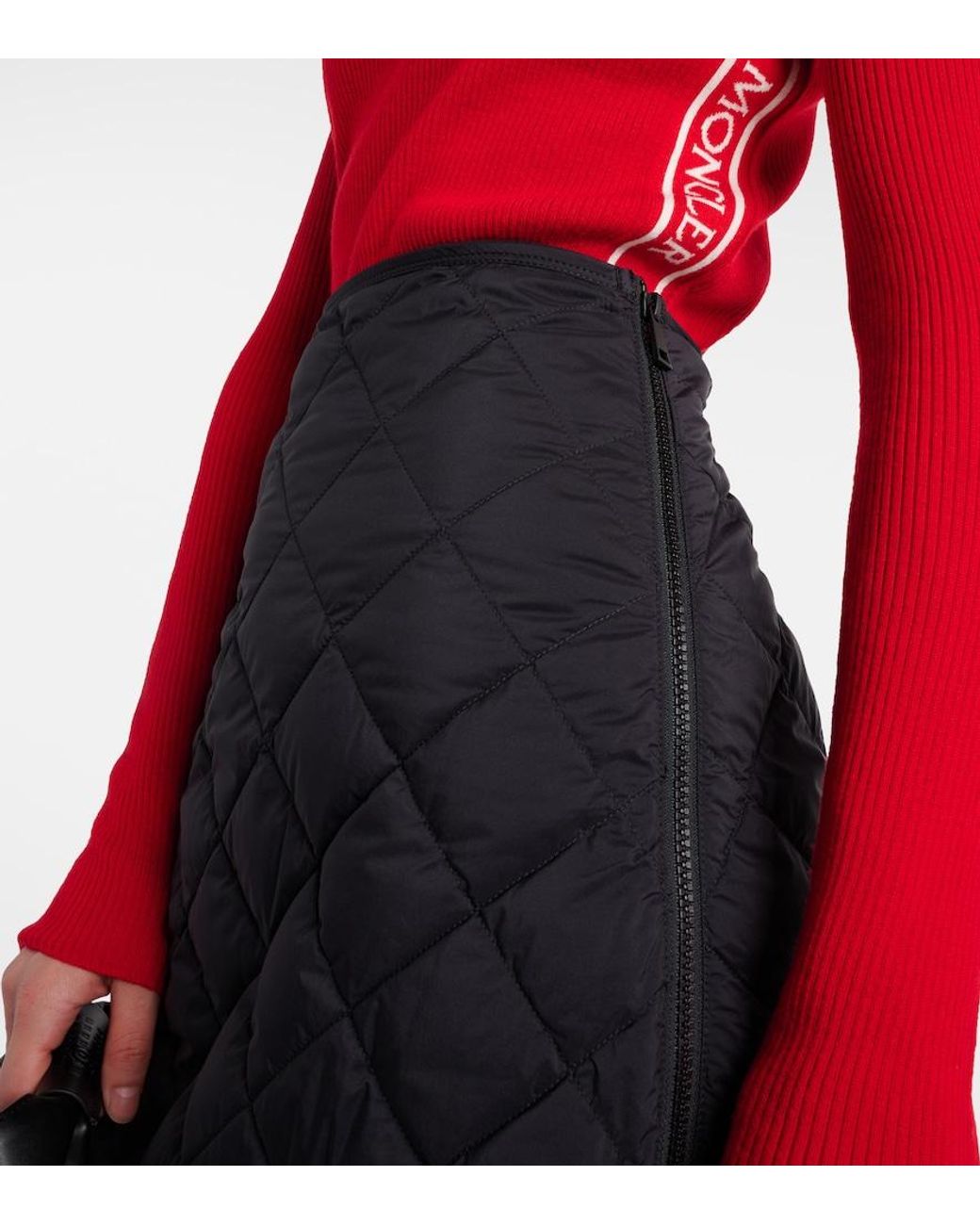 Moncler Black Quilted High-Rise Down Skirt
