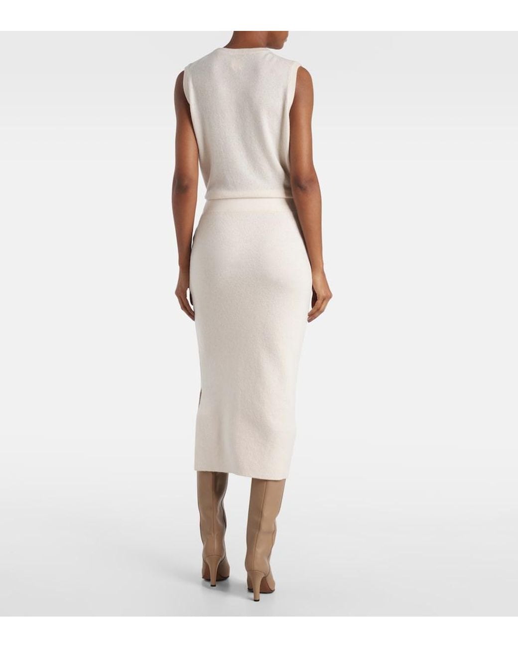 Jardin Des Orangers White Wool And Cashmere Midi Skirt