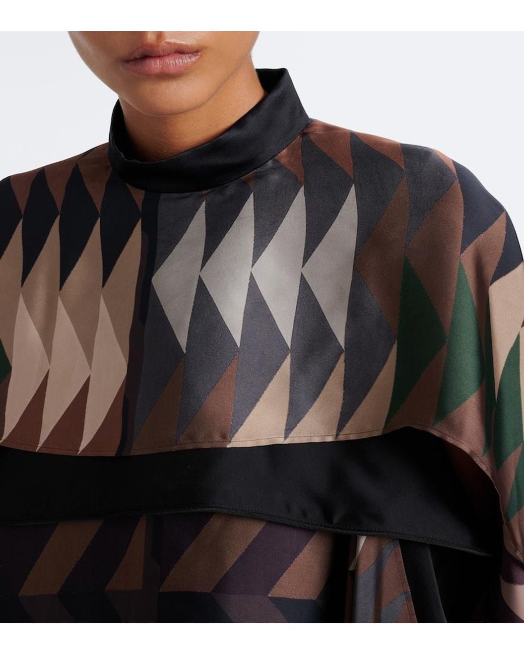 Sacai Black Printed Satin Top