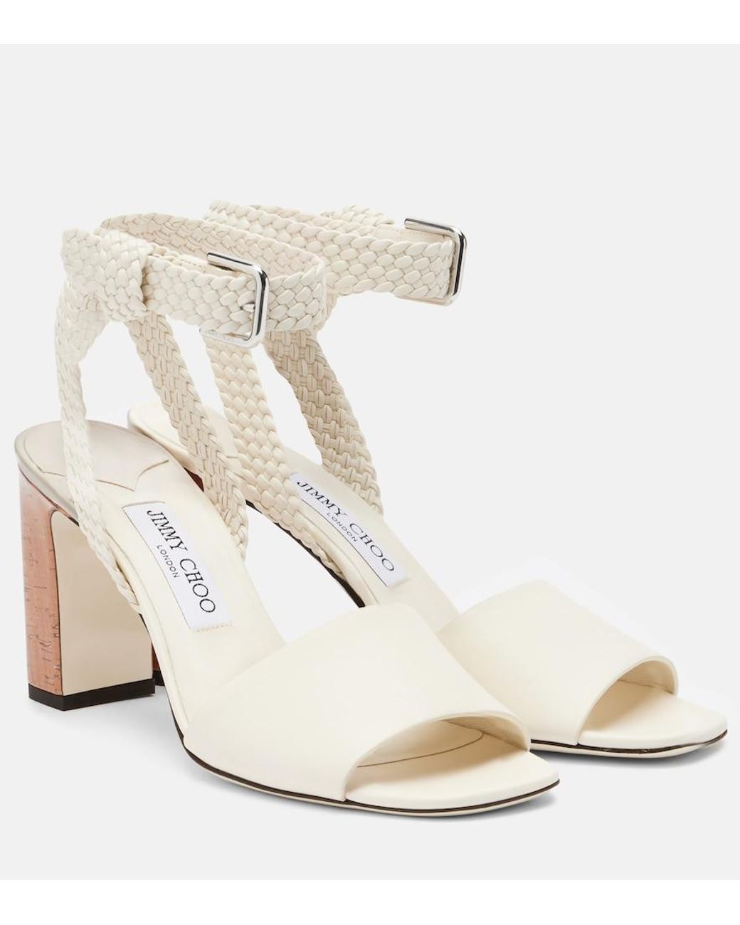 Jimmy Choo White Rori Braided Leather Sandals
