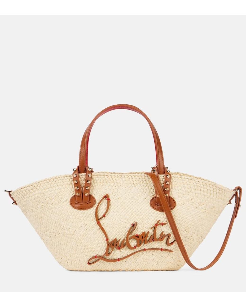 Christian Louboutin Natural Cabata Mini Raffia Basket Bag