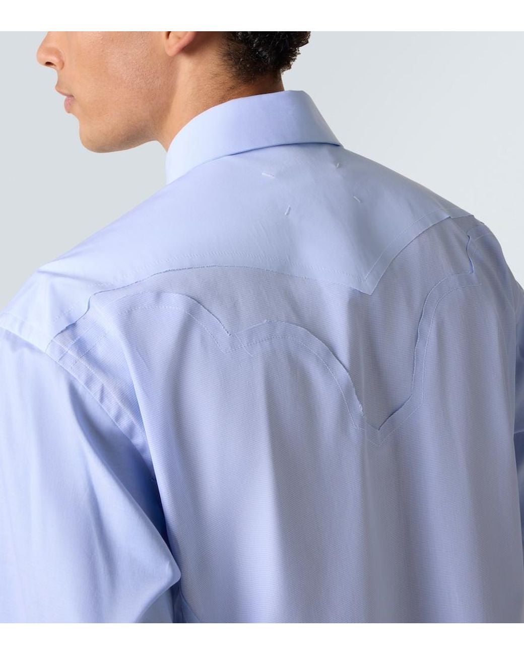Maison Margiela Blue Cotton Poplin Shirt for men
