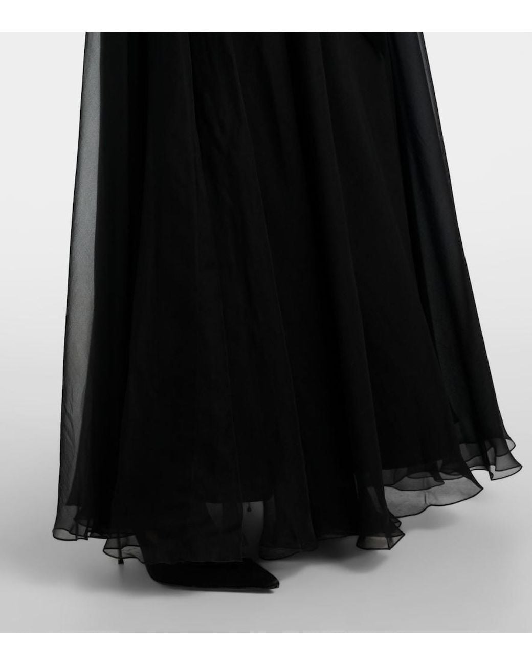 Dolce & Gabbana Black Feather-Trimmed Silk Chiffon Gown