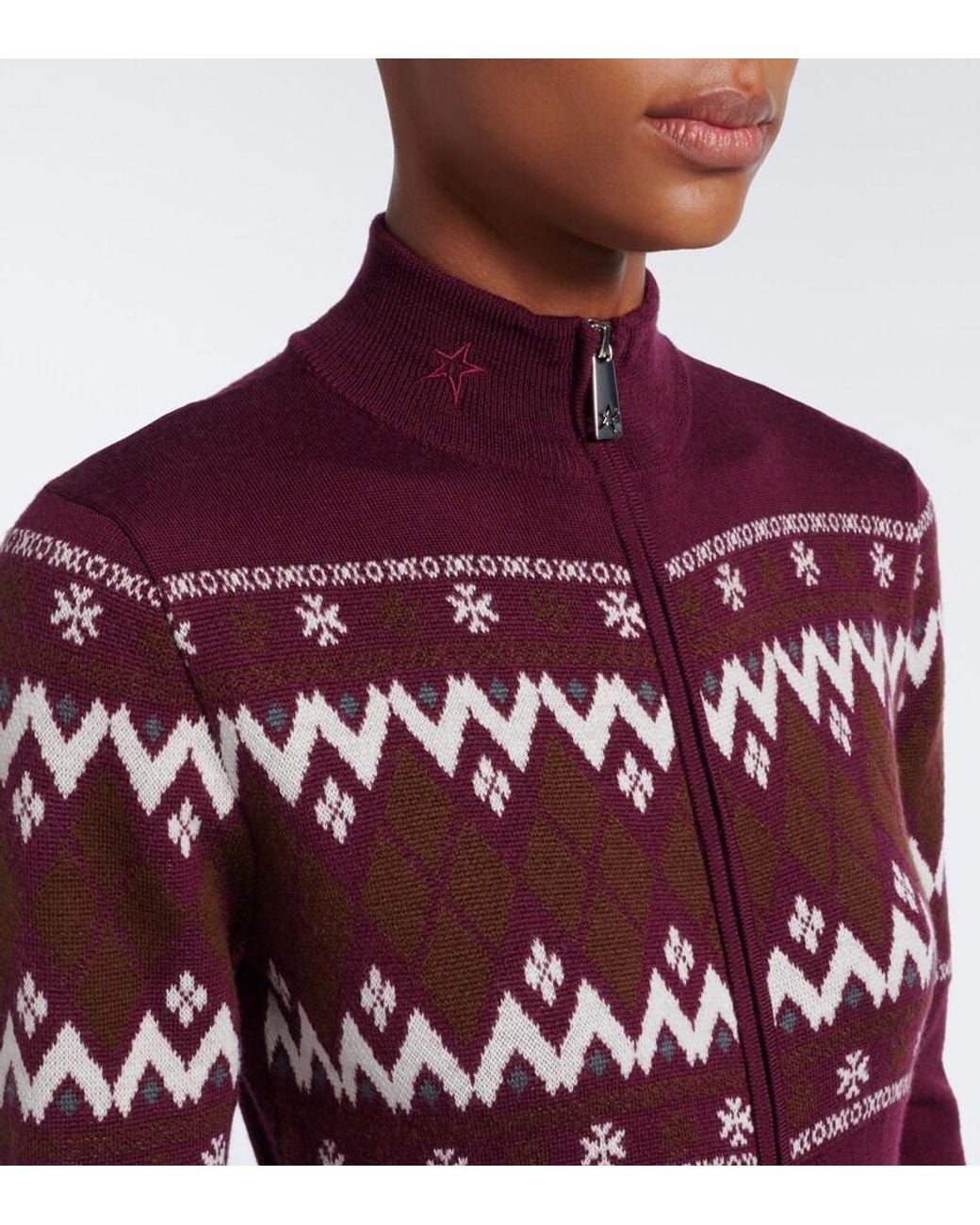 Perfect Moment Red Fair Isle Wool Catsuit