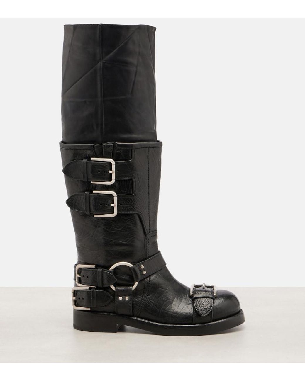 Dolce & Gabbana Black Leather Knee-High Boots