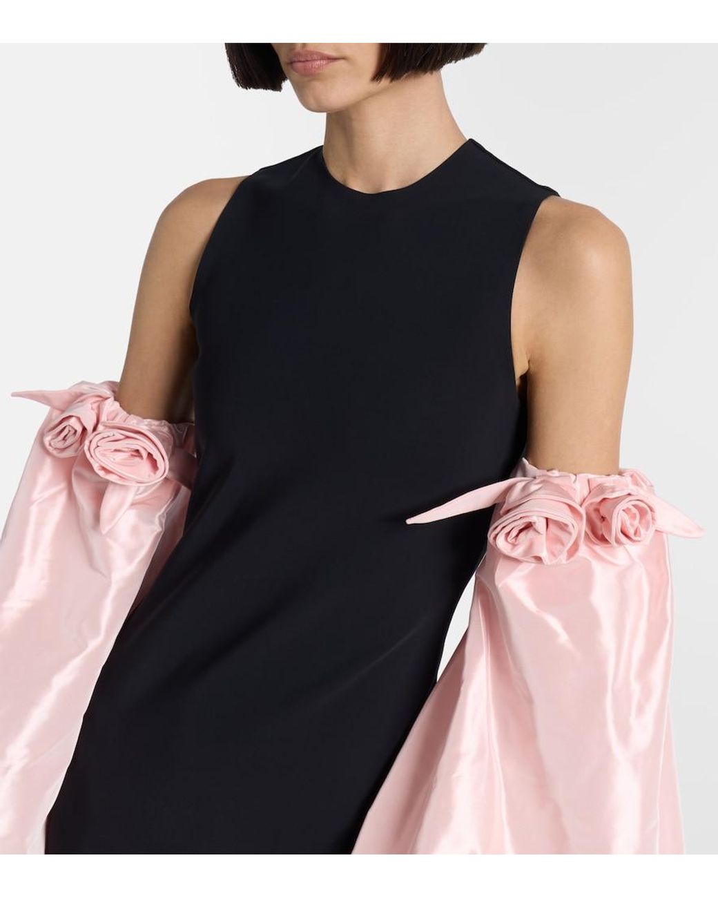 Coperni Black Floral-Applique Minidress