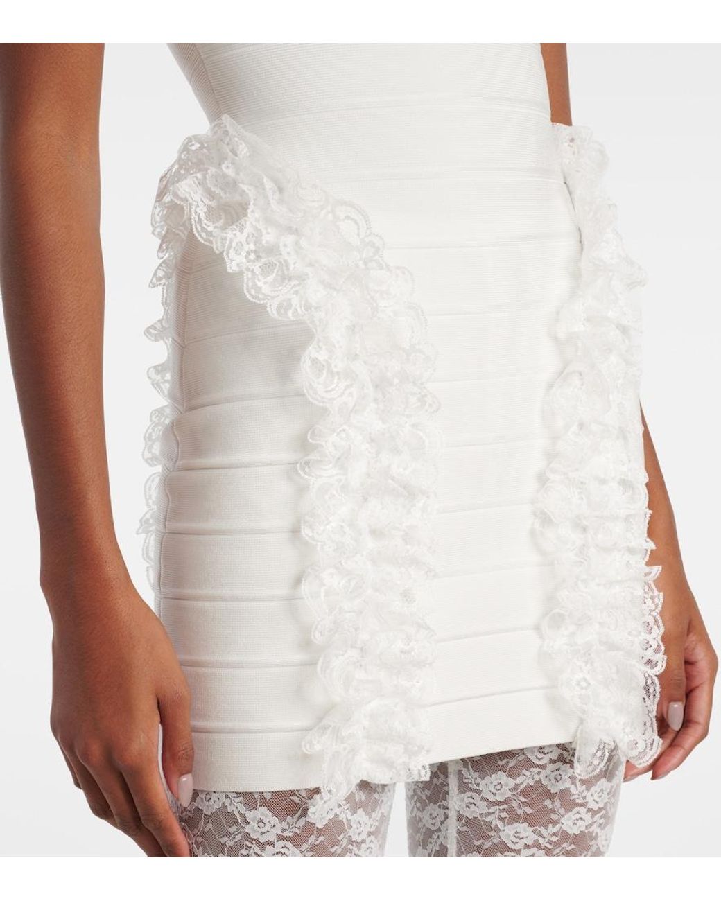 Self-Portrait White X Christopher Kane Lace-Trimmed Minidress
