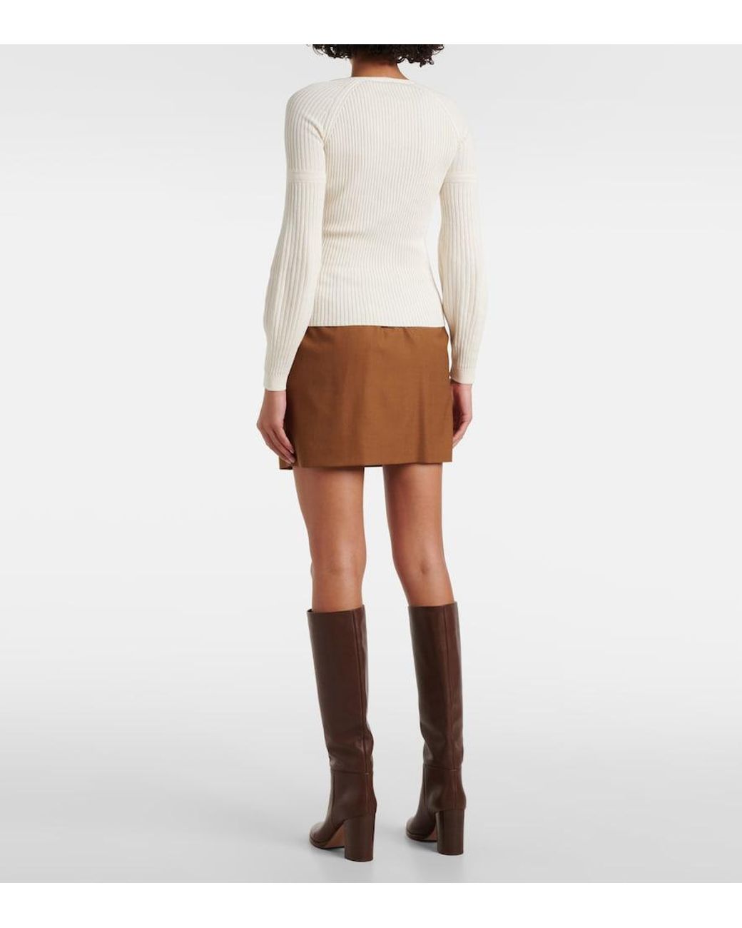 Max Mara White Gioiosa Ribbed-Knit Cotton Sweater