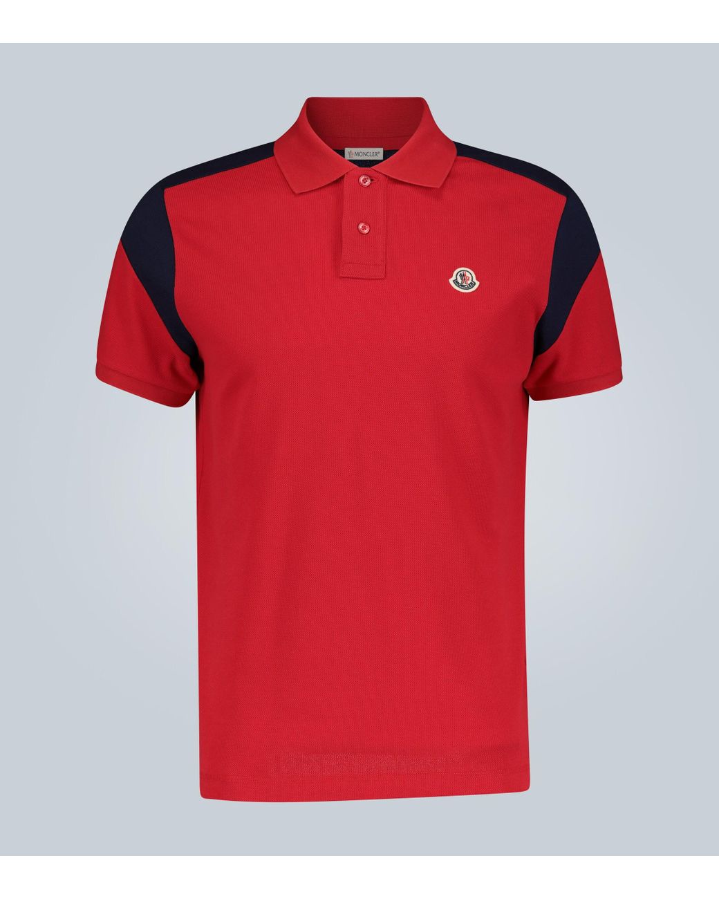 Moncler Paneled Cotton Polo Shirt in Red for Men - Lyst