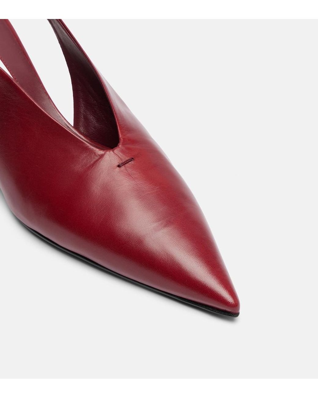 Jil Sander Red Pointy Leather Slingback Pumps