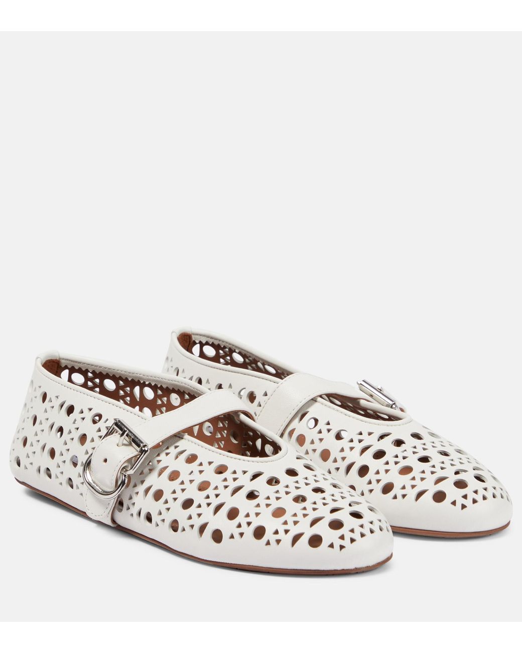 Alaïa Vienne Leather Ballet Flats in White | Lyst