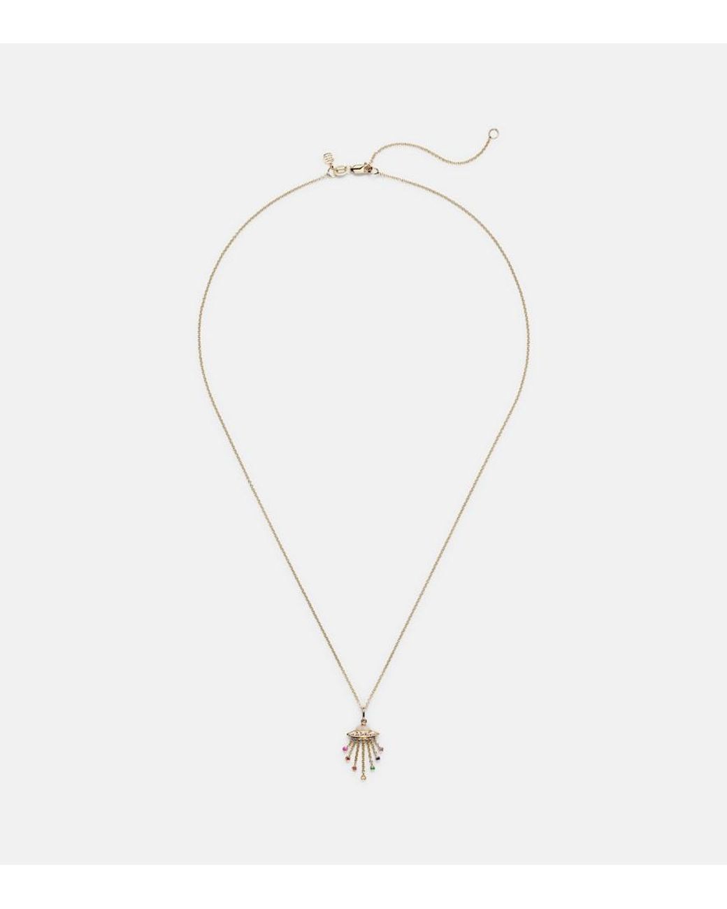 Sydney Evan White Ufo 14Kt Pendant Necklace With Diamonds
