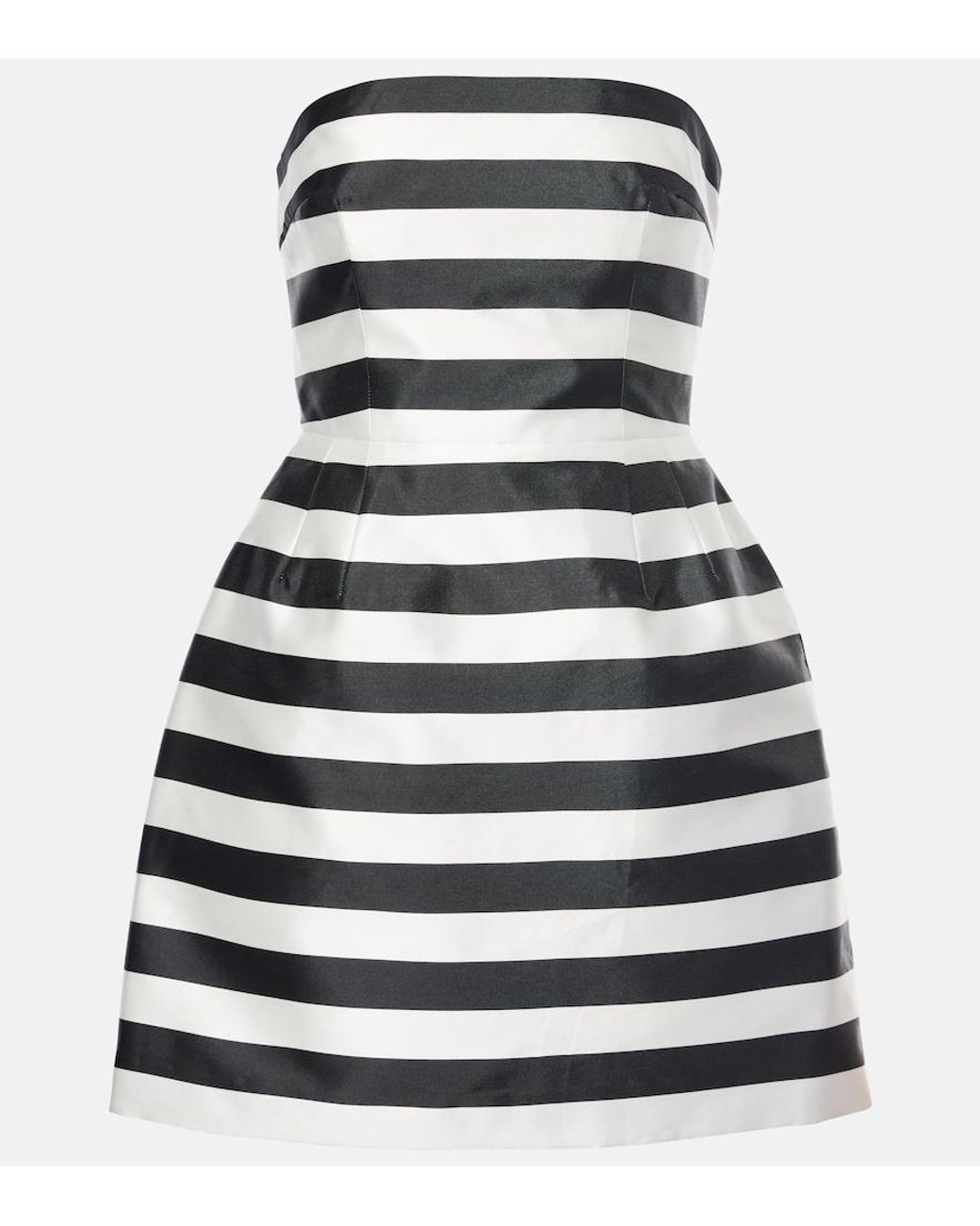 Rebecca Vallance Black Irene Striped Strapless Minidress