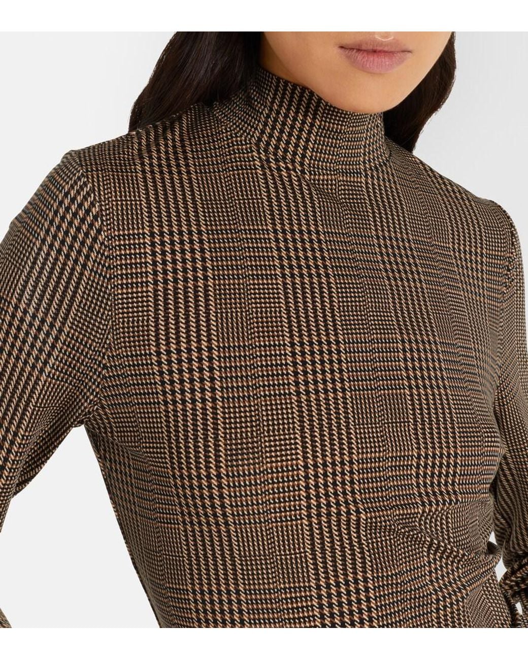 Veronica Beard Brown Nate Houndstooth Jersey Top