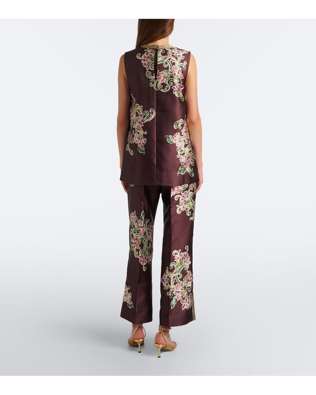 ALÉMAIS Gray Josie Floral Cropped Wide-Leg Pants