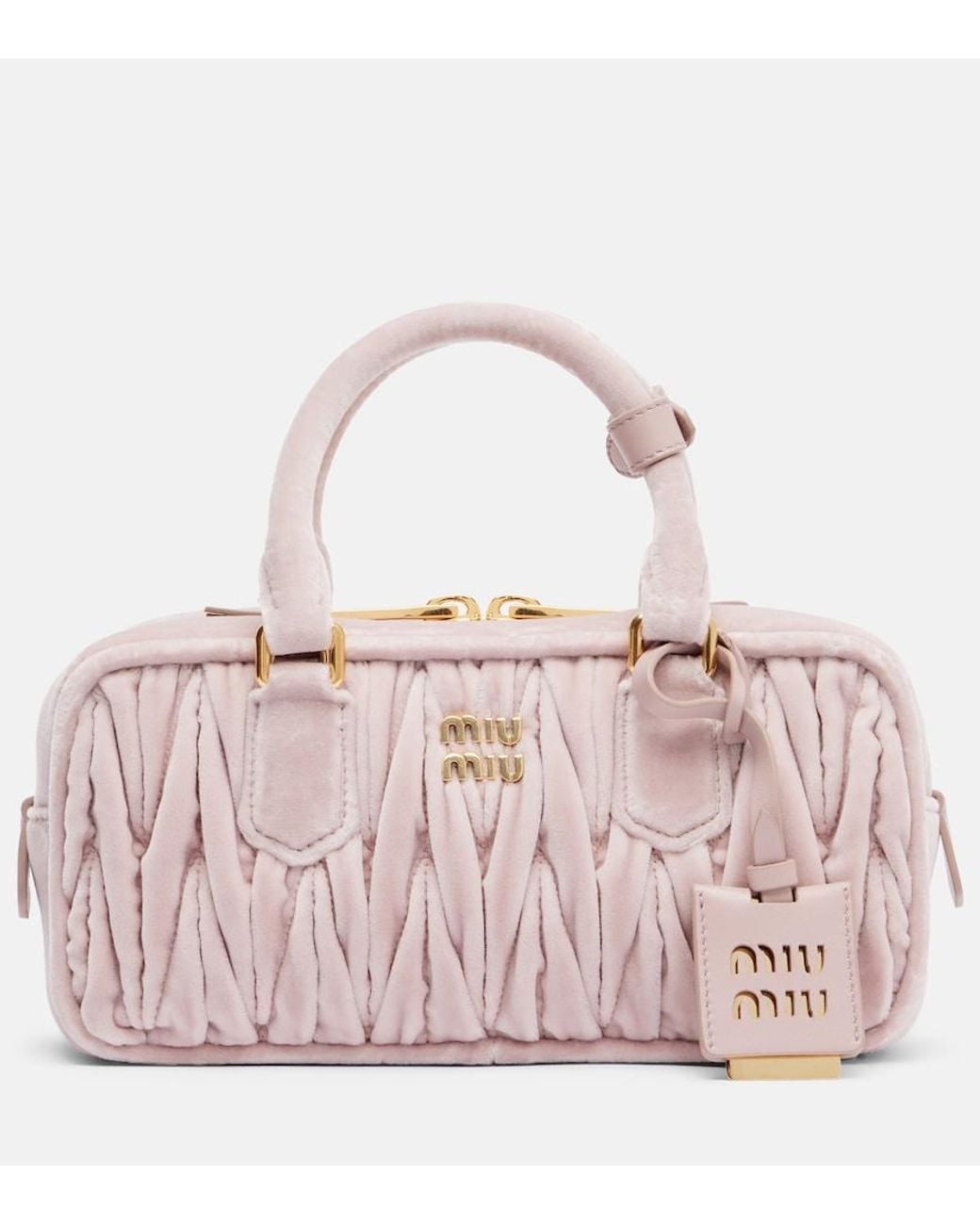 Miu Miu Pink Arcadie Matelasse Suede Top-Handle Bag