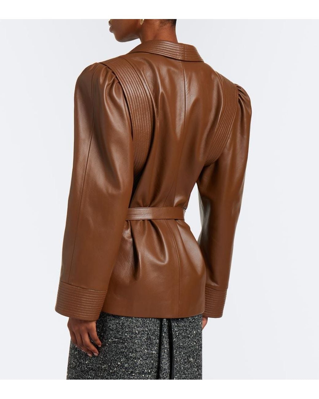 Valentino Garavani Brown Belted Leather Jacket