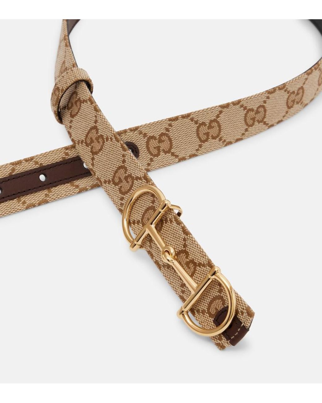 Gucci Brown Horsebit Gg Canvas Belt