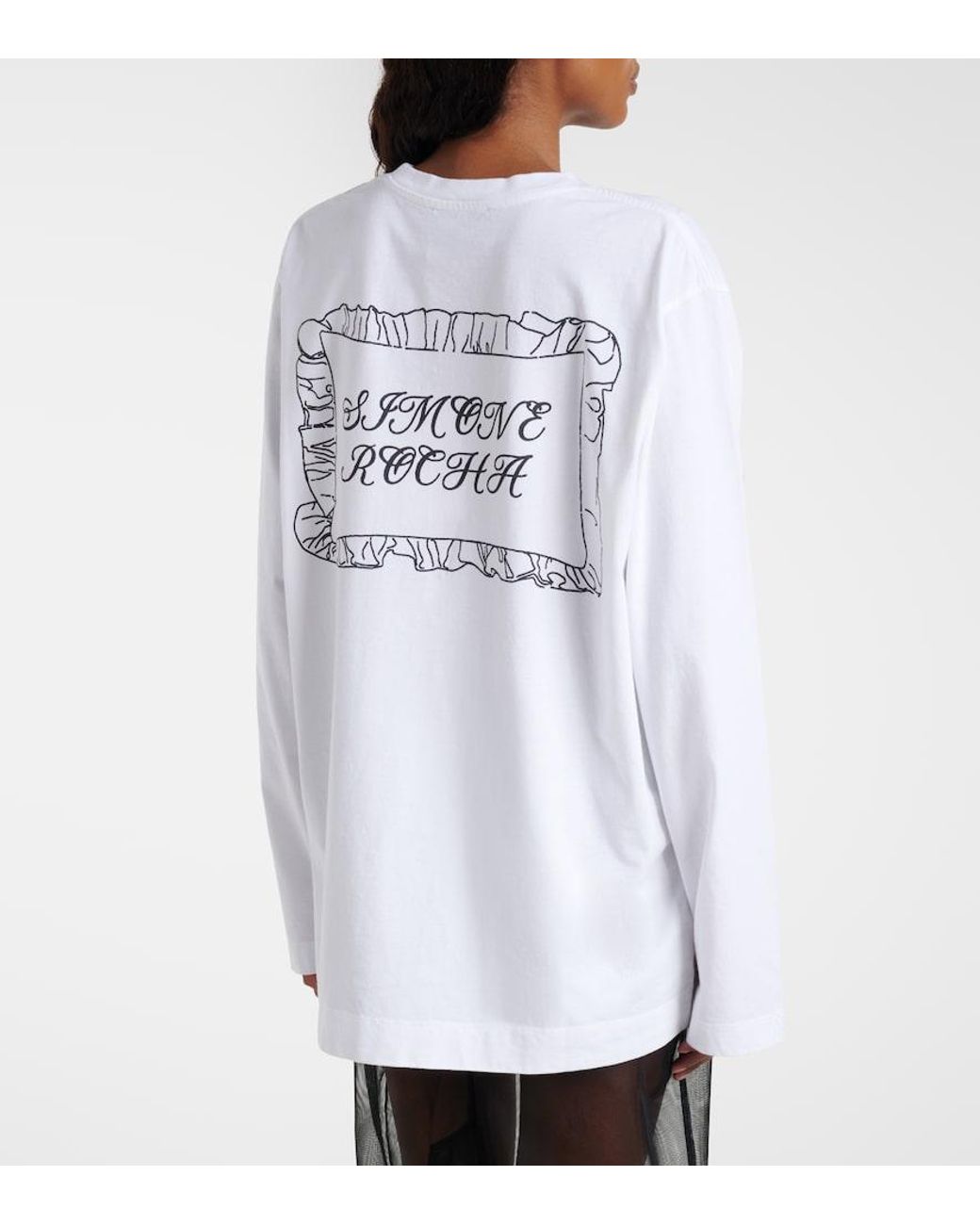 Simone Rocha White Printed Cotton Jersey Top
