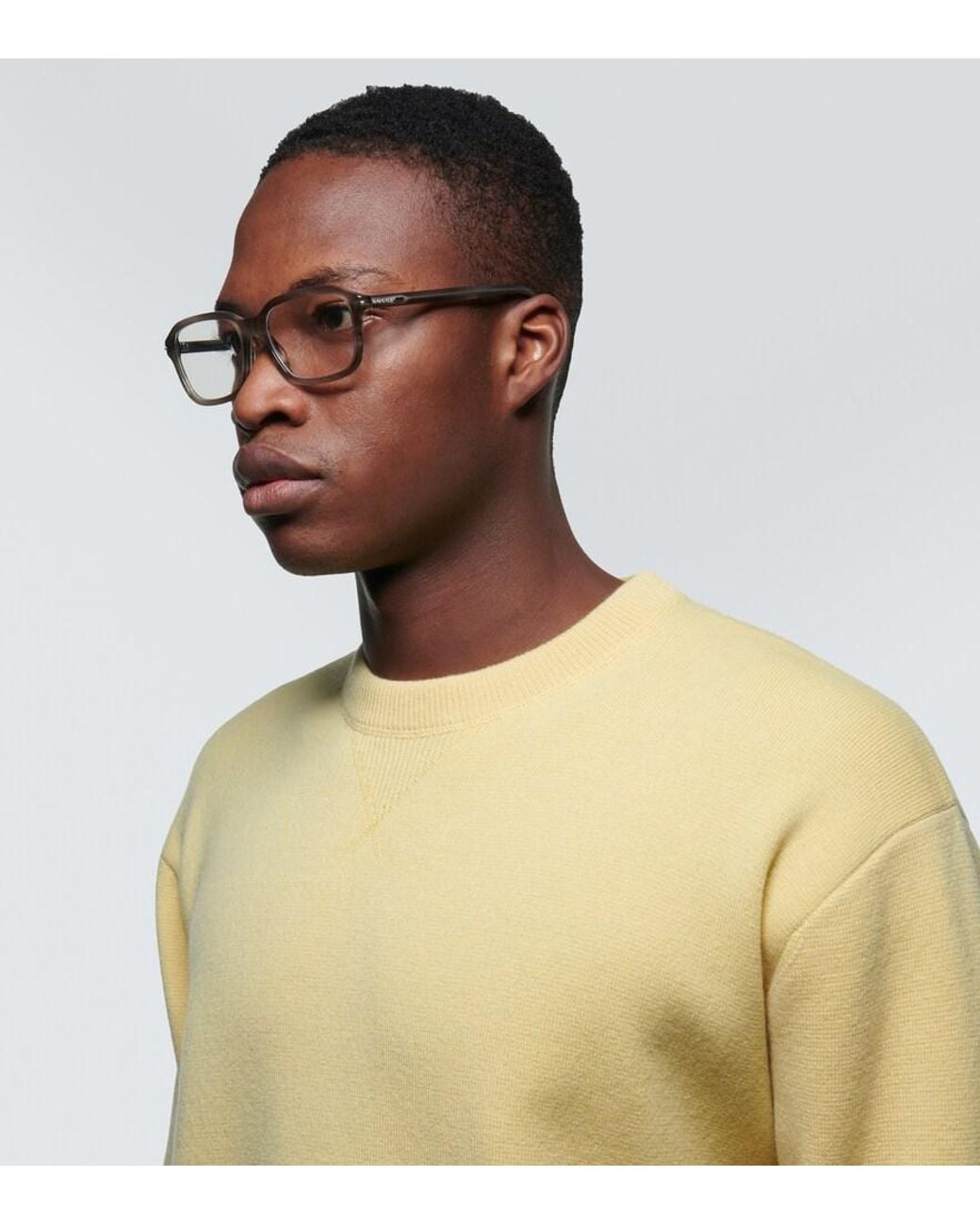 Gucci Brown Rectangular Glasses for men